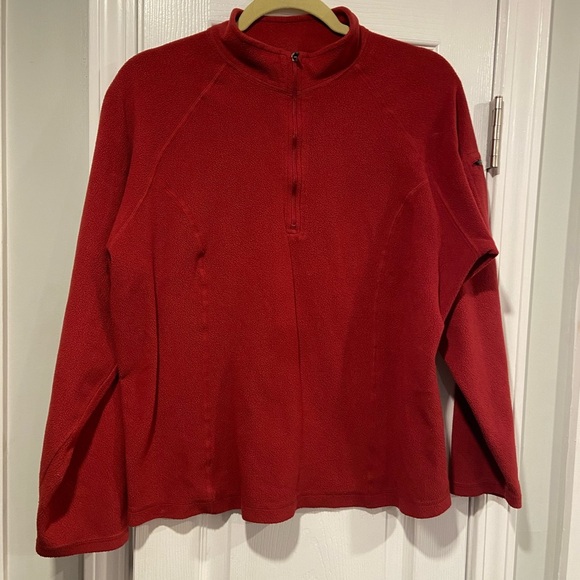 L.L. Bean Size XL Dark Red Mock Neck Quarter Zip Pullover Fleece Top Zip Pocket - Picture 1 of 9